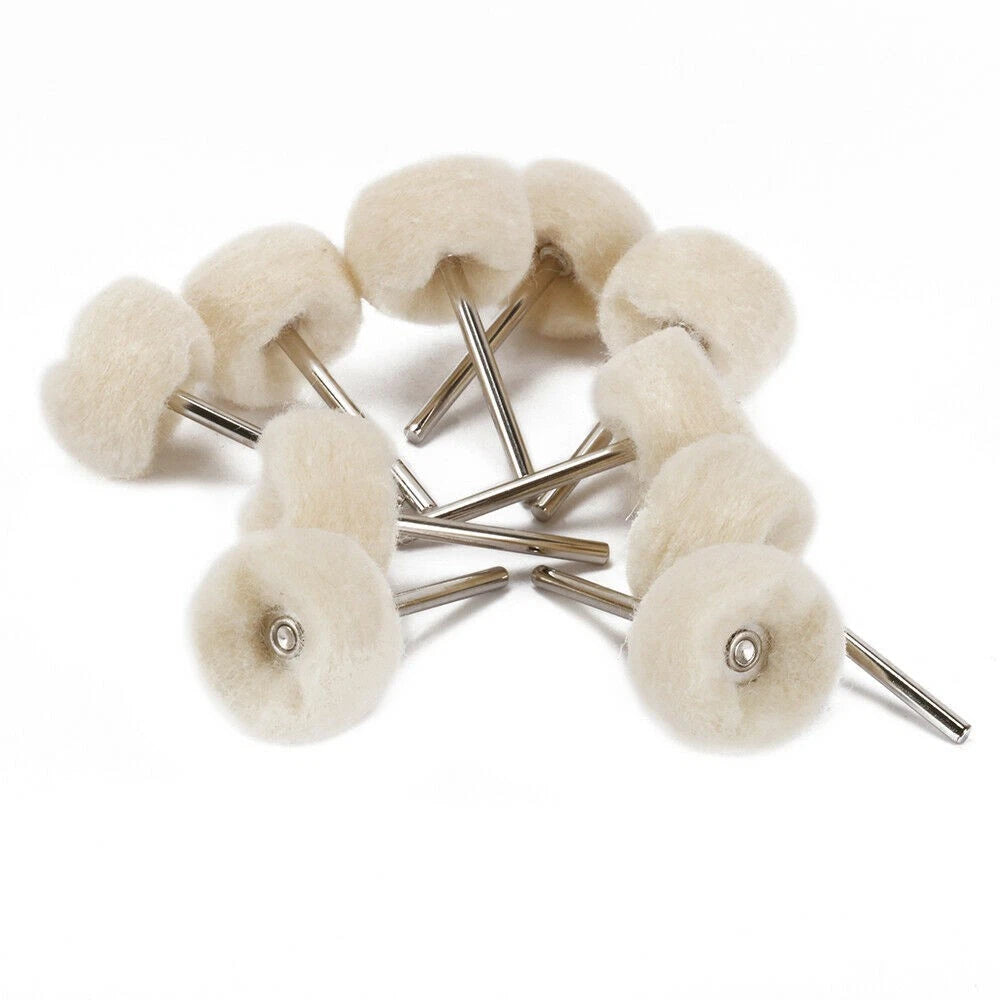 10Pcs Fine Wool 1/8" Shank Soft Polishing Brush Buffing Wheel  Rotary Tool qq