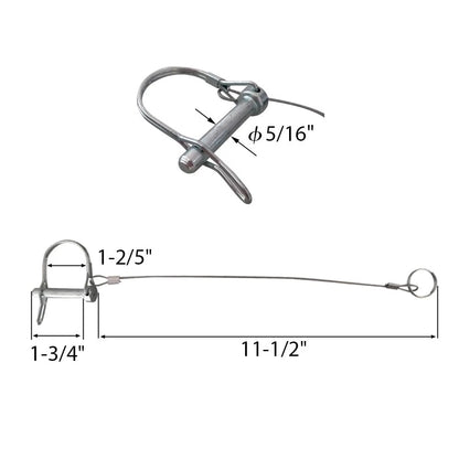 5Pcs Trailer Coupler Pin 5/16x 1-3/4（WxL） Prevents 8X45MM, 5/16"x1-3/4"x5