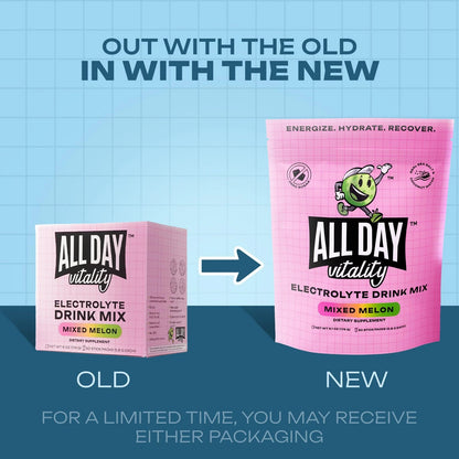 ALL DAY Vitality Pickleball Electrolyte Powder Packets | No Sugar, 30 Count
