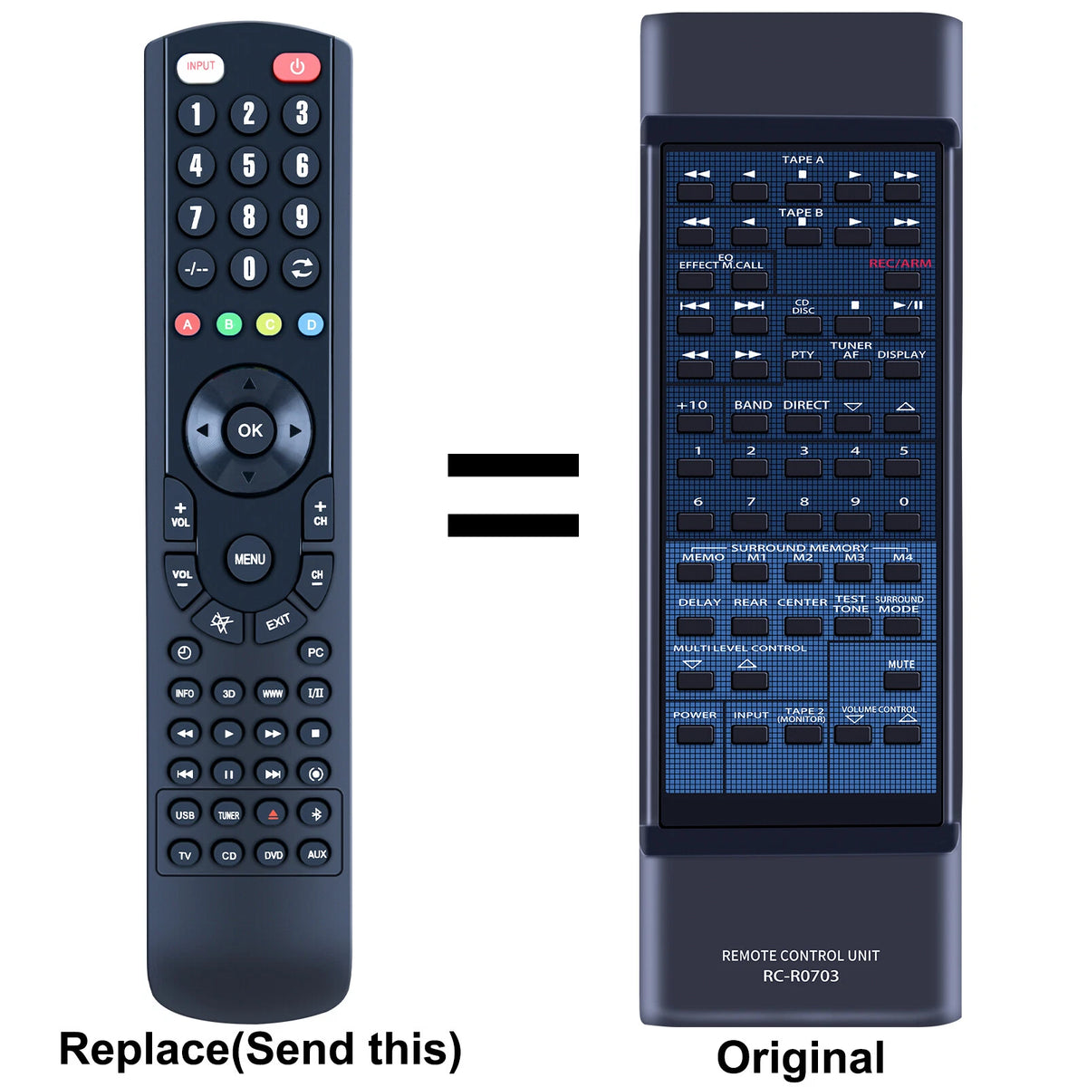 Remote Control For Kenwood RC-R0703 KR-V6060 KR-V7060 AV Receiver