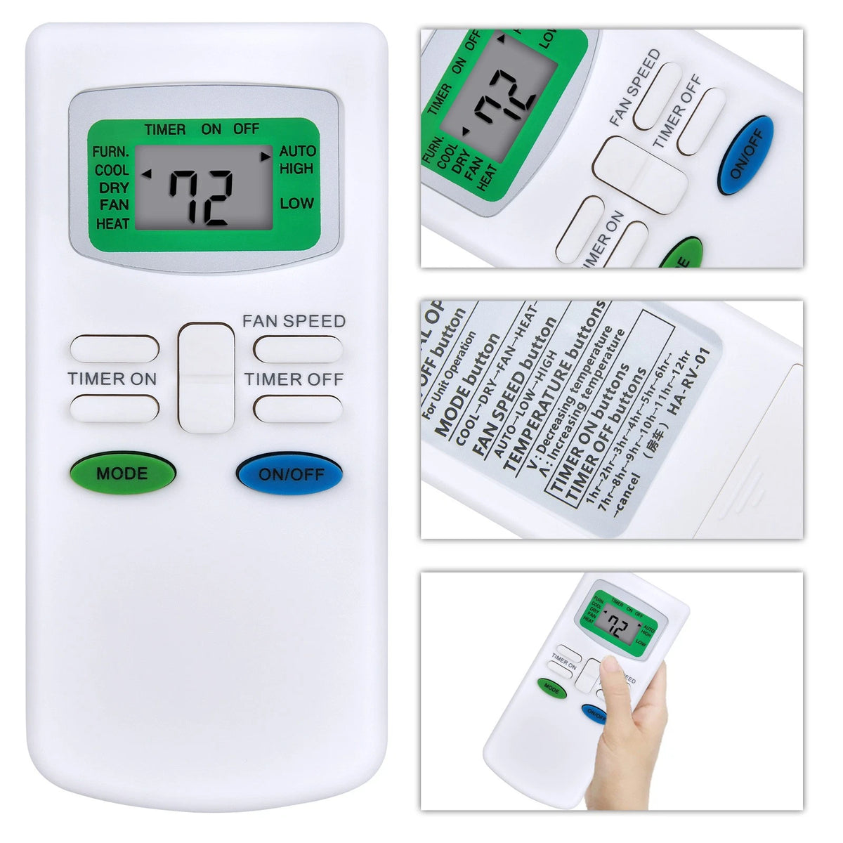 Remote Control For Carrier Air-V RV Air Conditioners 12-50095-00 12-50074-00