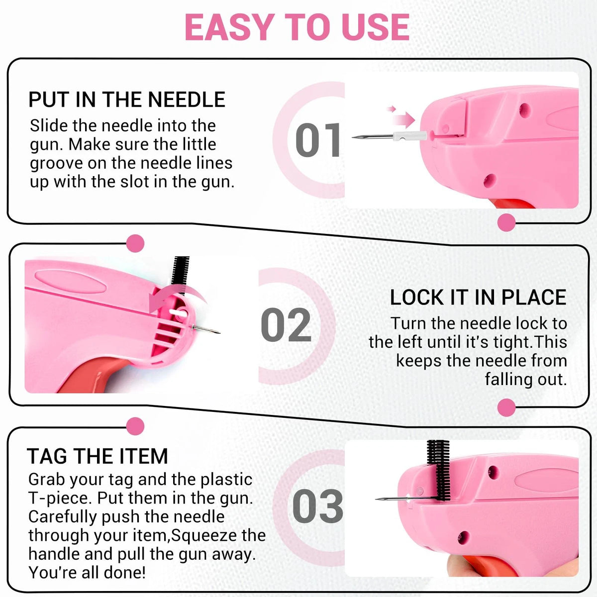 Stitch Gun for Clothes - Handheld Quick Clothing Fixer - Tagging Pink Red