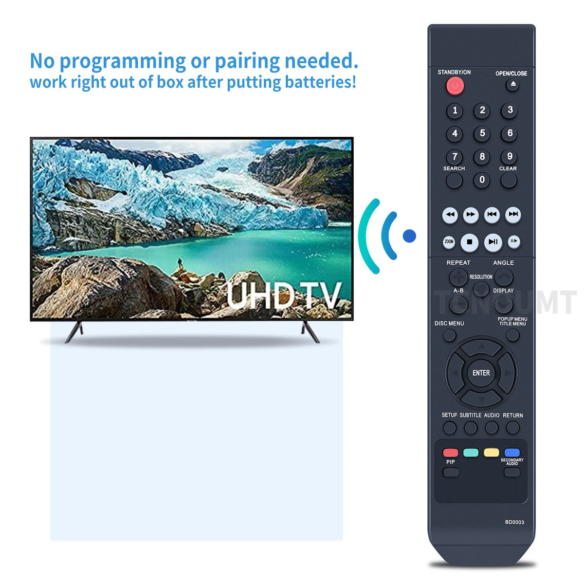 BD003 Remote Control For Insignia DVD Player NS-WBRDVD2 NS-WBRDVD2-CA