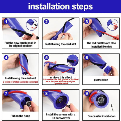 Plush Strips For Dyson V6/7/8/10 Vacuum Cleaner Third-Party Rolling Replace Part