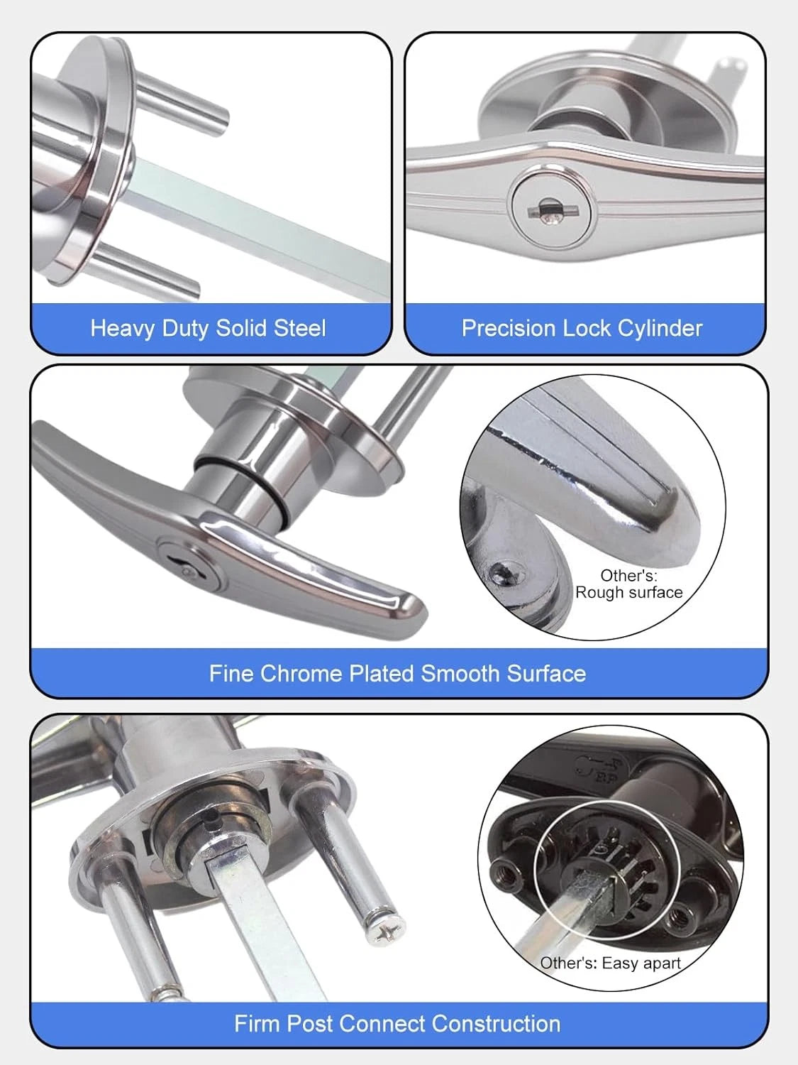 Garage Door Lock T-Handle Locks Latch Replacement Parts with 4 Keys, Nickle