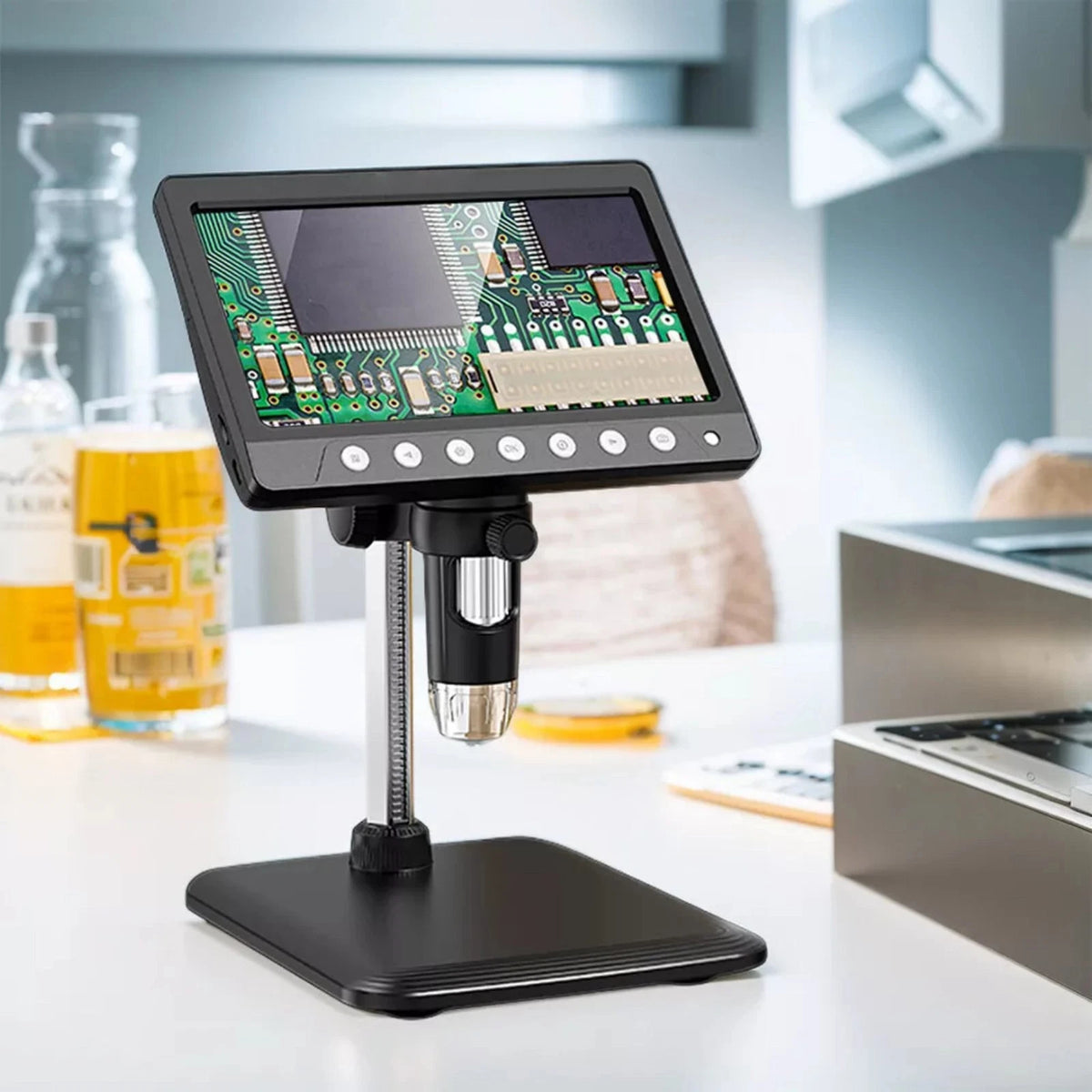 7 "IPS Screen Digital Microscope 1200X 1080P Video Focusing Microscope Tool
