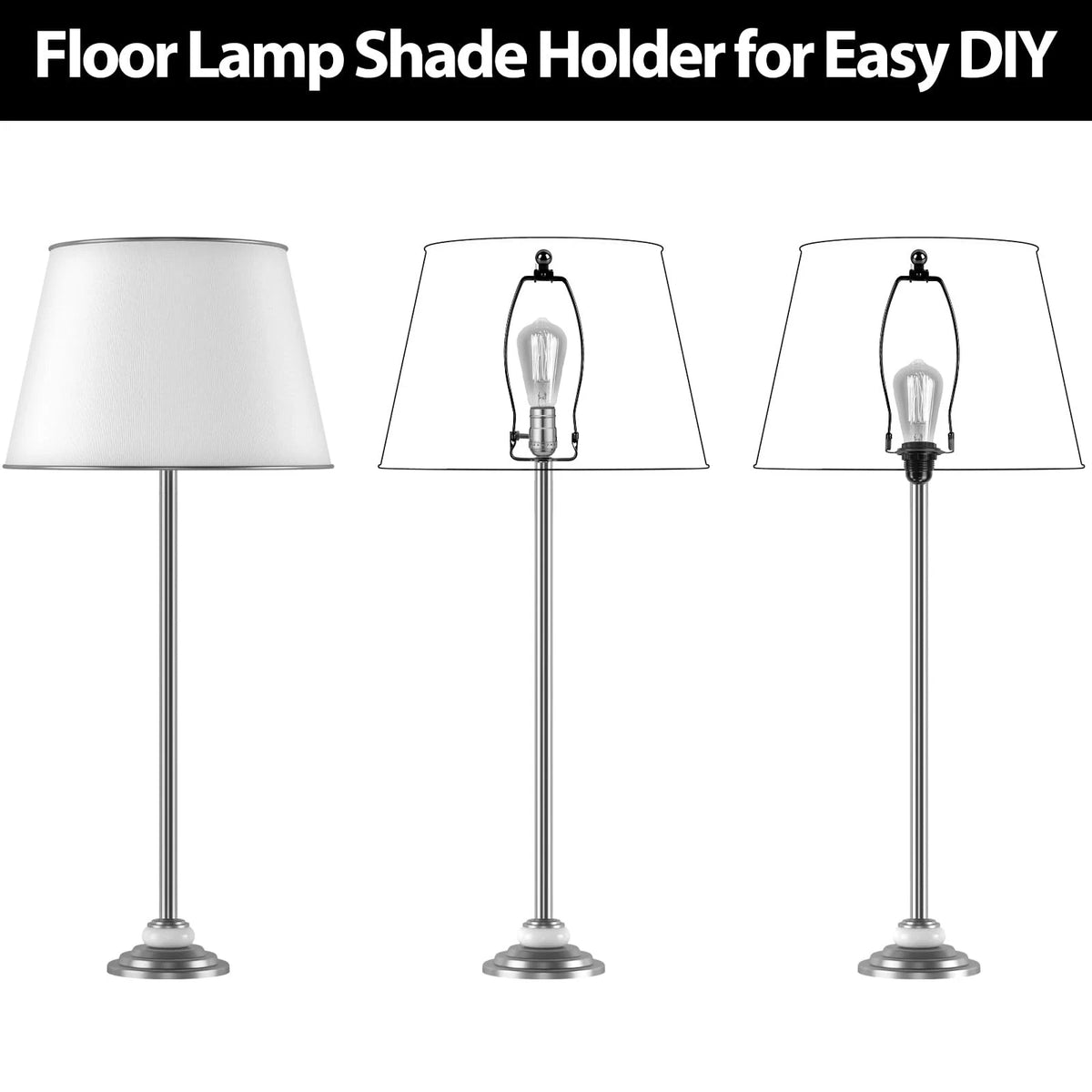Filltown 2 Set Lamp Harp Holder, Shade Holder with 8 Inch, Black