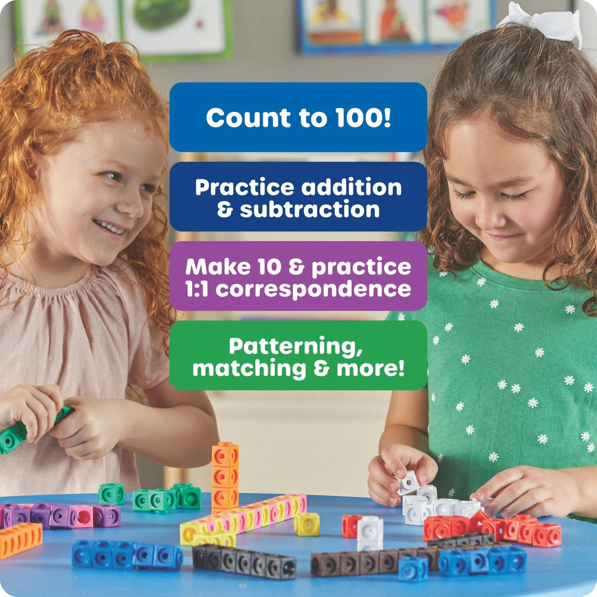 Learning Resources MathLink Cubes - Set of 100 Cubes, Ages 3/4in, Multicolor