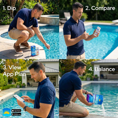 Pool Test Strips 7 in 1 (150 Strips) with App, Easy & Accurate Swimming Pool...