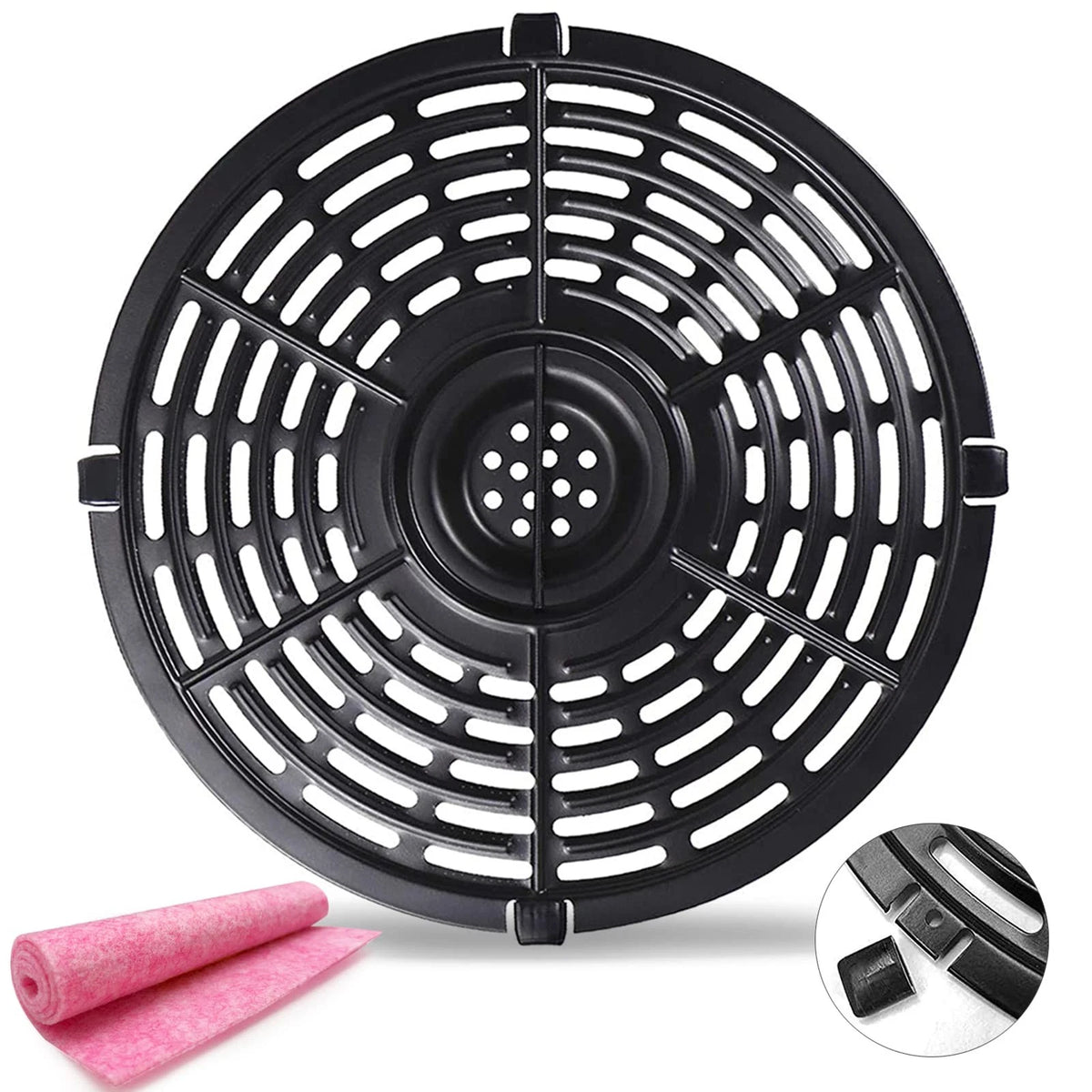 Air Fryer Replacement Parts Tray, Upgraded 5.0QT Round Grill 5QT, Black
