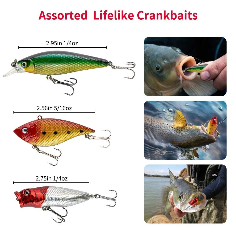 GOANDO Fishing Lures Kit for Freshwater Bait Tackle Bass Large, 78pcs