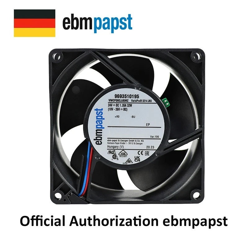 3214JH3 DC 24V Ebmpapst Fan 1.35A 32W 92*92*38MM 2wires Inverter Axial Fans