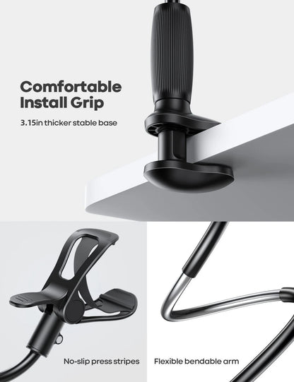 Lamicall Gooseneck Phone Holder for Bed - [Upgraded Stable Clip] black