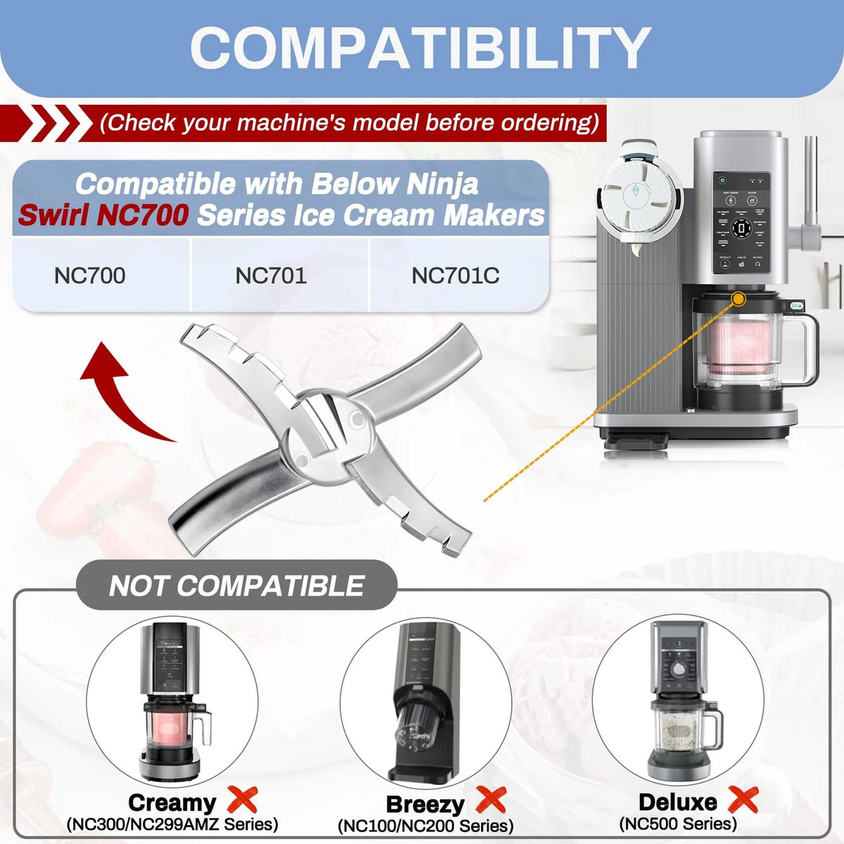 NANOBABY Replacement Paddle Blade Compatible with Swirl_NC700 Series, Silver