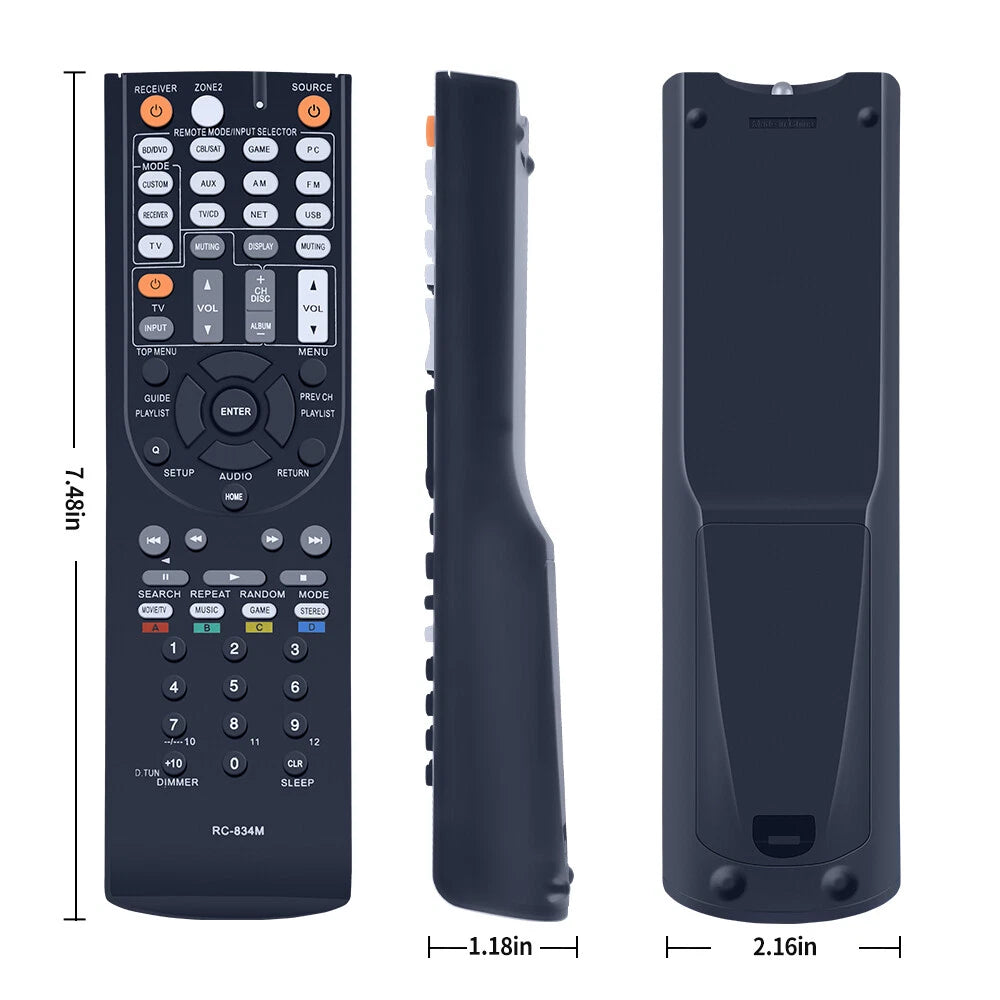 RC-834M Remote Control For Onkyo AV Receiver TX-NR515 TX-NR414 HT-RC440