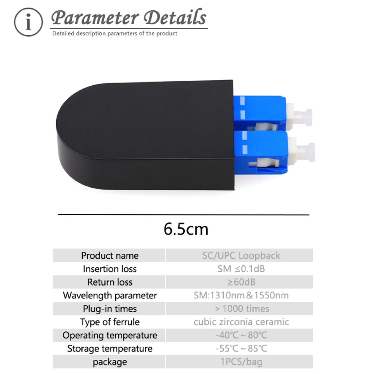 SC/UPC 9/125 Single  Mode Loopback Fiber Optic Tester Optical Adapter Connector