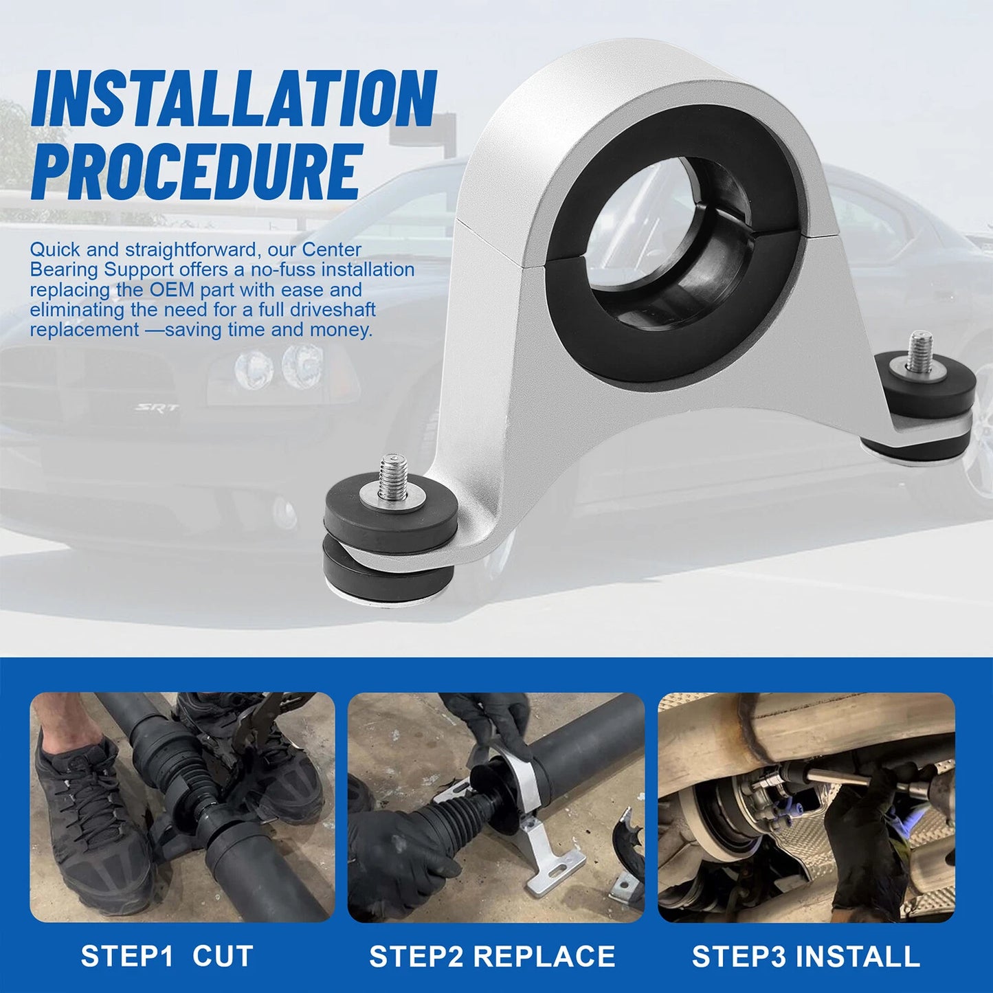 Driveshaft Center Bearing Support Carrier Upgrade for 2005-2014 Dodge Charger
