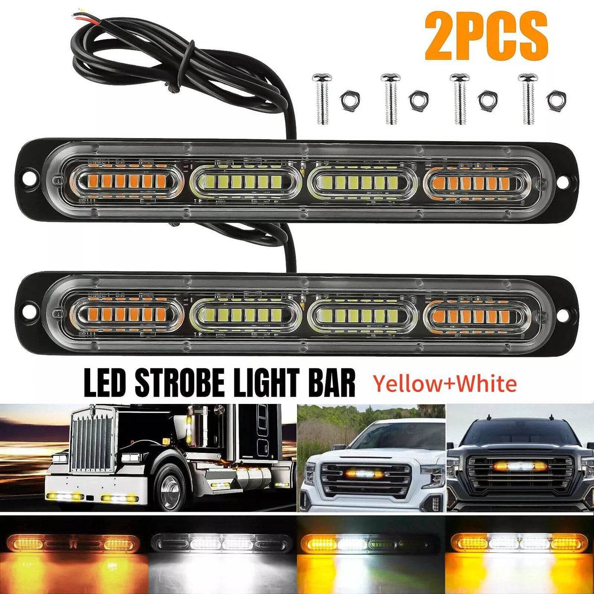 LED Flashing Strobe Light Bars Warning Hazard Beacon Part For Car Truck