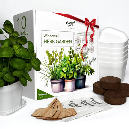 Garden Pack 10 Herb Indoor Window - Includes Pots, Trays, Green