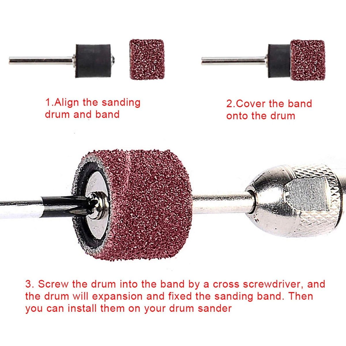 AUSTOR Aluminum Oxide Sanding Drum Set with Free Box  Version