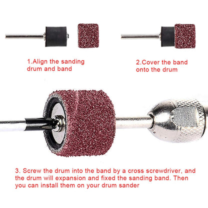 AUSTOR Aluminum Oxide Sanding Drum Set with Free Box  Version