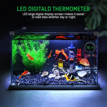 PAIZOO Fish Tank Digital Thermometer Accurate LED Display to Small, Black