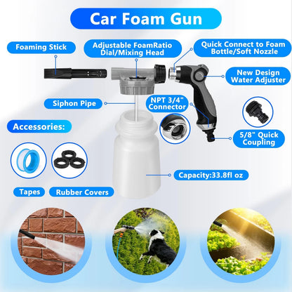 ThinkLearn Car Detailing Kit with Foam Gun, Wash Mop for Deep Gray(33PCS)