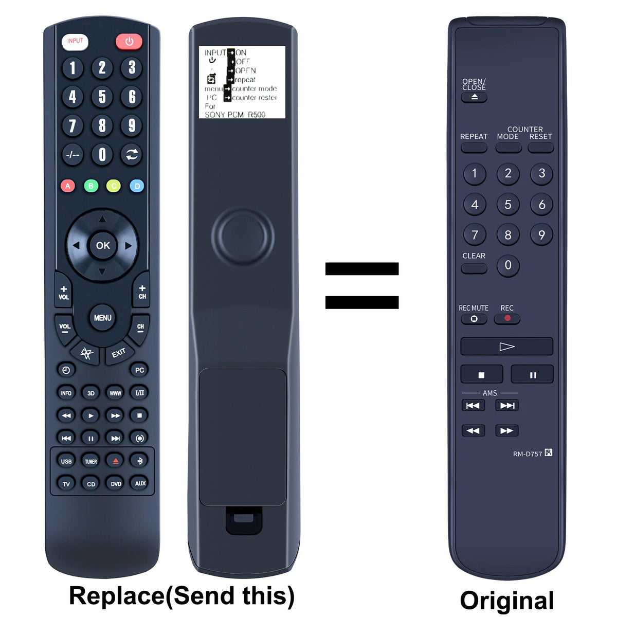 RM-D757 Replacement Remote Control For SONY DAT Recorder PCM-R500 PCM-R300