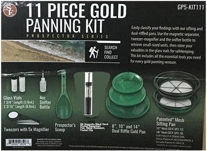 SE 11-Piece Gold Panning Kit - Complete Prospecting Set GP5-KIT111, Green