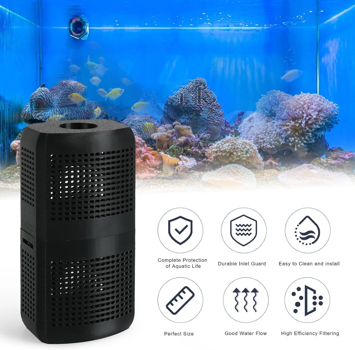 Aquarium Filter Intake Guard, Detachable Guard Black