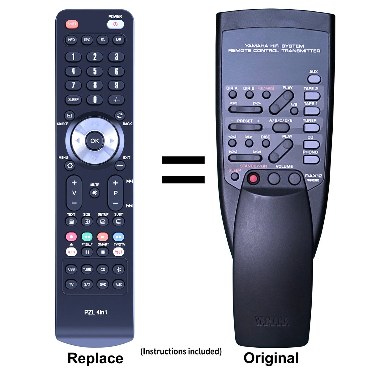 RAX12 WB72180 Replace Remote Control For Yamaha HiFi System RX-396 RX-496-RDS