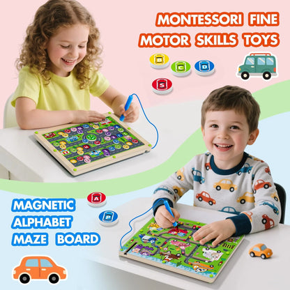Magnetic Maze 2 in 1 Double Side Color and Number Alphabet One Size, Car