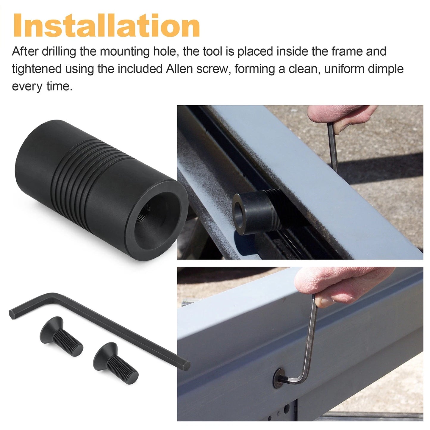 Door Frame Dimpling Tool for Hardened Steel, Double-Sided Design, Flush Fastener