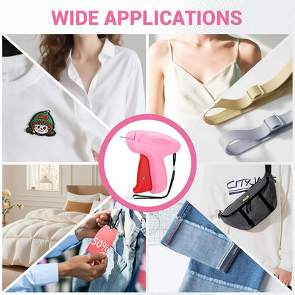 Stitch Gun for Clothes - Handheld Quick Clothing Fixer - Tagging Pink Red