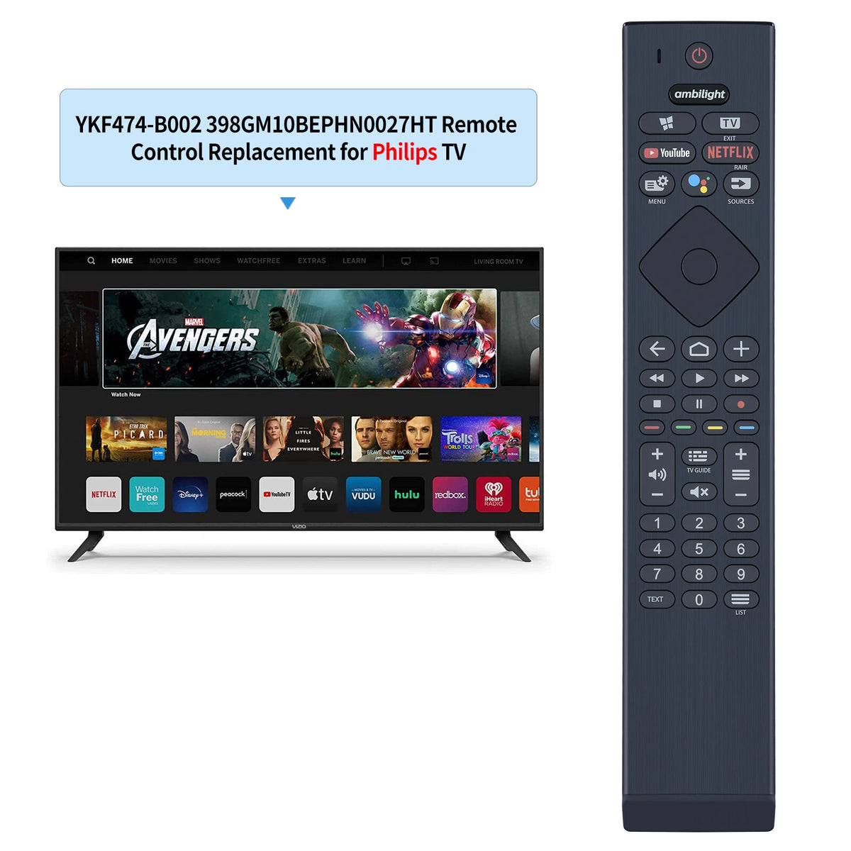 YKF474-B002 Replacement Voice Remote Control For Philips TV 398GM10BEPHN0027HT