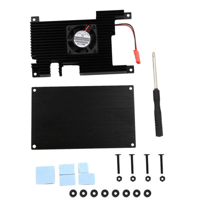 Aluminum Cover+Base+ Passive Cooling Fan+ Silicone Heatsinks For Orange Pi 5