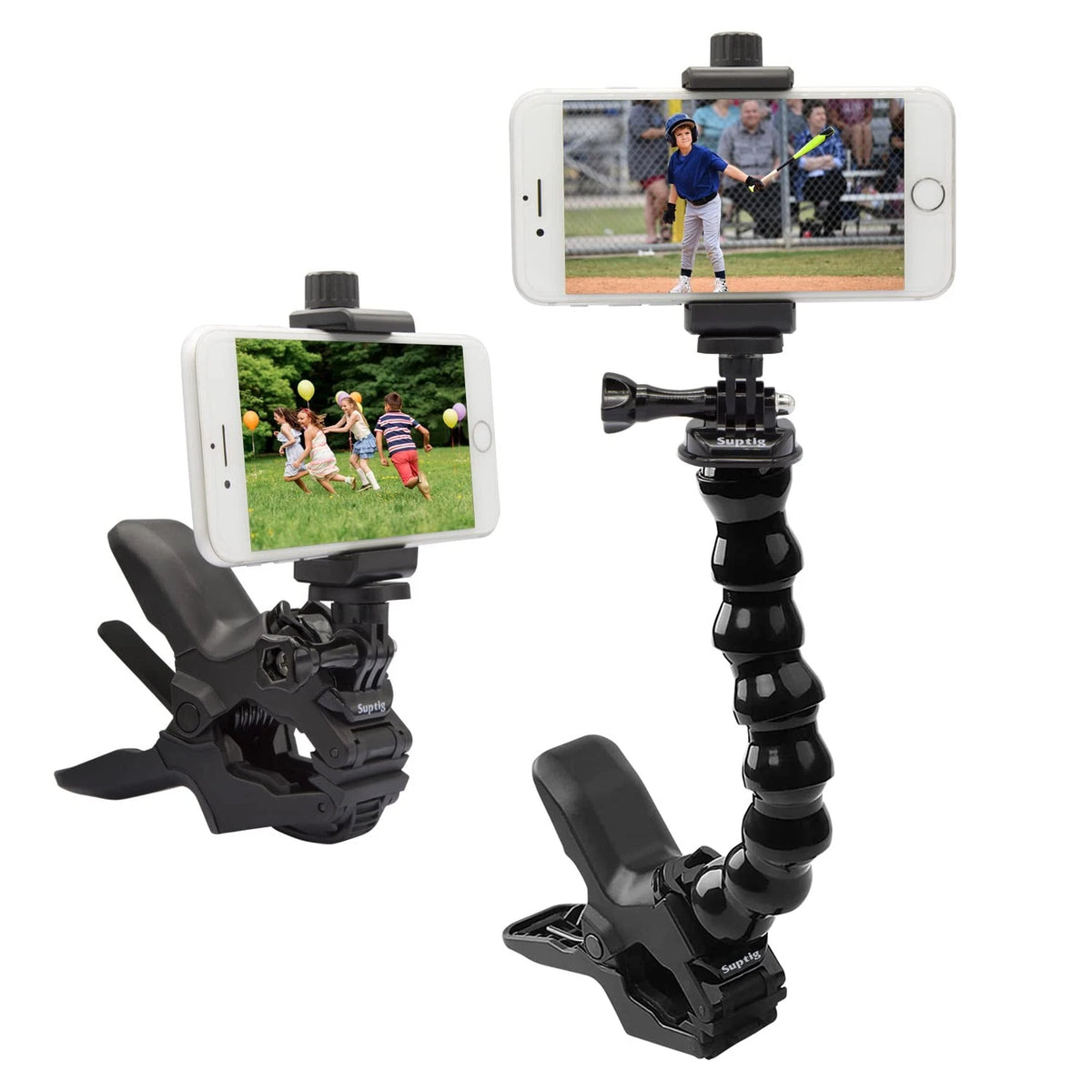 Suptig Phone Holder Desk Gooseneck Mount, Cell 3.5 x 4.8 x 8.26 inches, Black