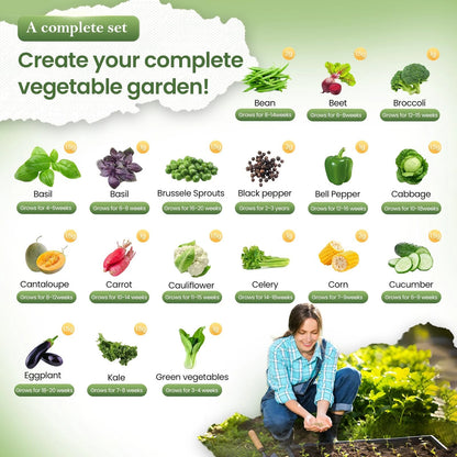 GermiGrow 36 Vegetable Variety Pack - 17,600+ Non-GMO Heirloom Seeds Yellow