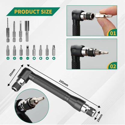 GRENPRO 19 Pcs Flexible Drill Bit Extension Kit, Includes 19PCS-Black, Black