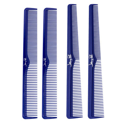 JOHNNY B. Professional 4 Pack Carbon Cutting & Styling Combs for 4-Pack, Blue