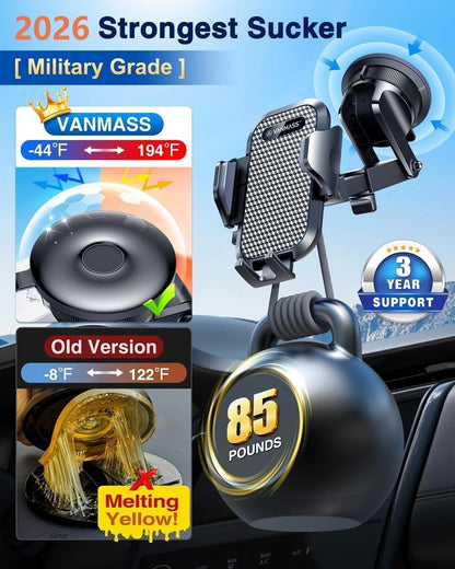 [True Military-Grade] Car Phone Holder VANMASS 4-7 inches, Ink Black