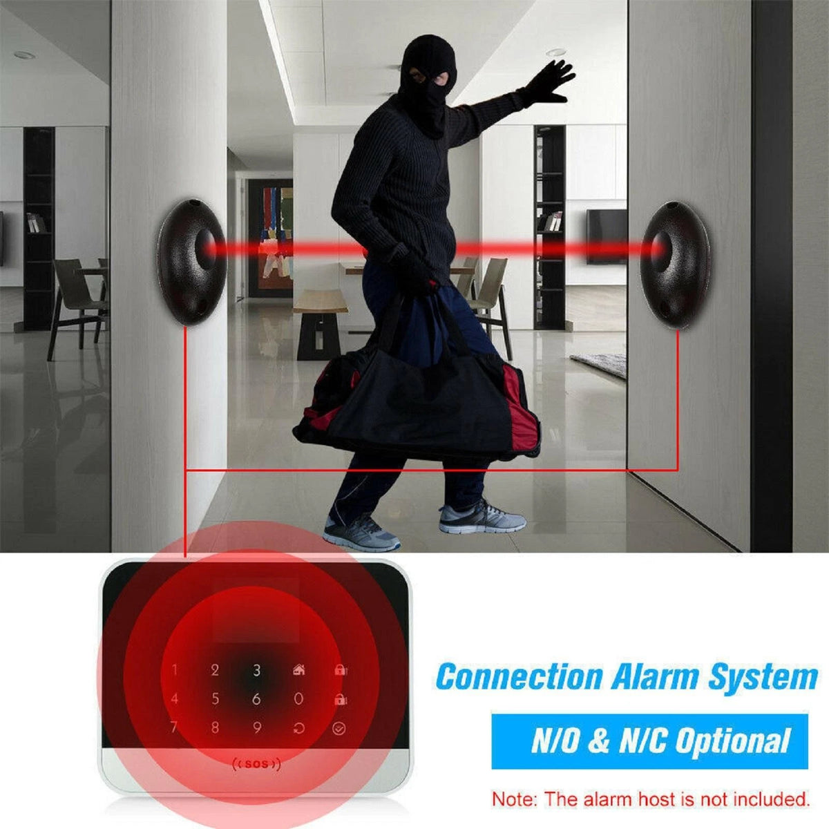 20M Single Beam Detector Alarm Photoelectric Infrared Laser Sensor Anti Theft D