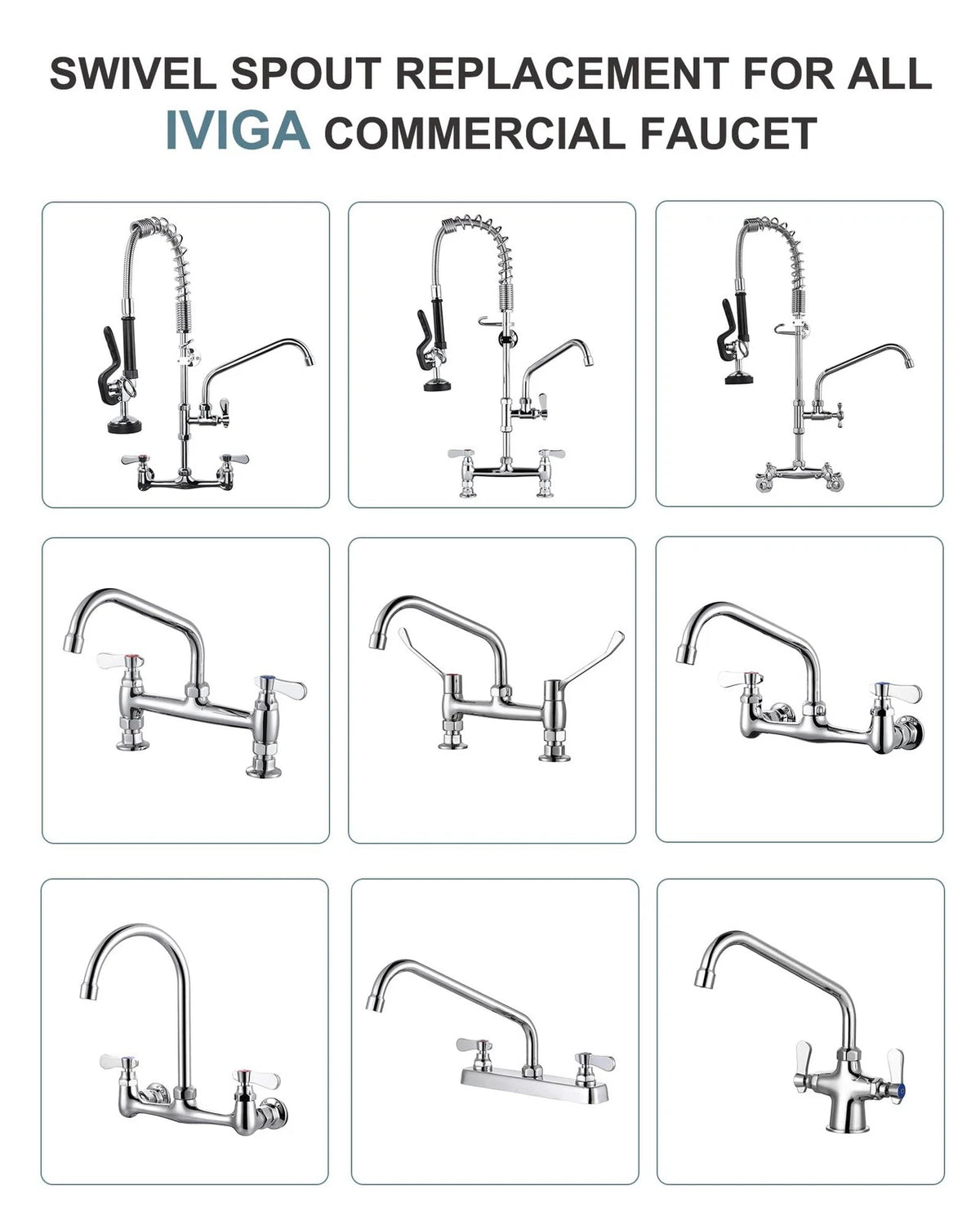 G3/4 Internal Thread Commercial Faucet Swivel Spout 6 Inch, Polished Chrome