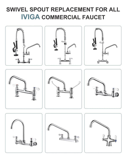 G3/4 Internal Thread Commercial Faucet Swivel Spout 6 Inch, Polished Chrome