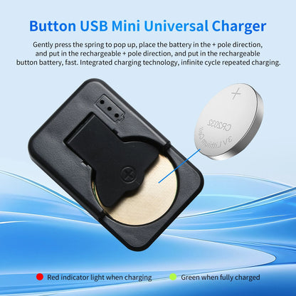 USB-C Universal Coin Cell Charger for Rechargeable Button Cells, Smart IC LED