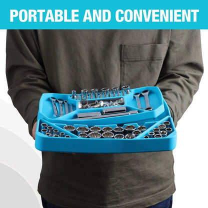 DURATECH 2-Piece Silicone Tool Tray, Premium Non-Slip Flexible Large, Blue