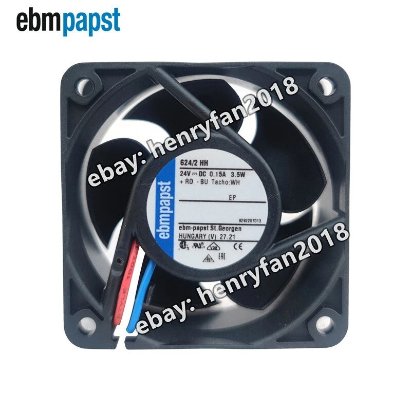 Ebmpapst Fan 624/2HH Axial Fan DC 24V 3.5W 0.15A 60*60*25MM 3-Wire Cooling Fan