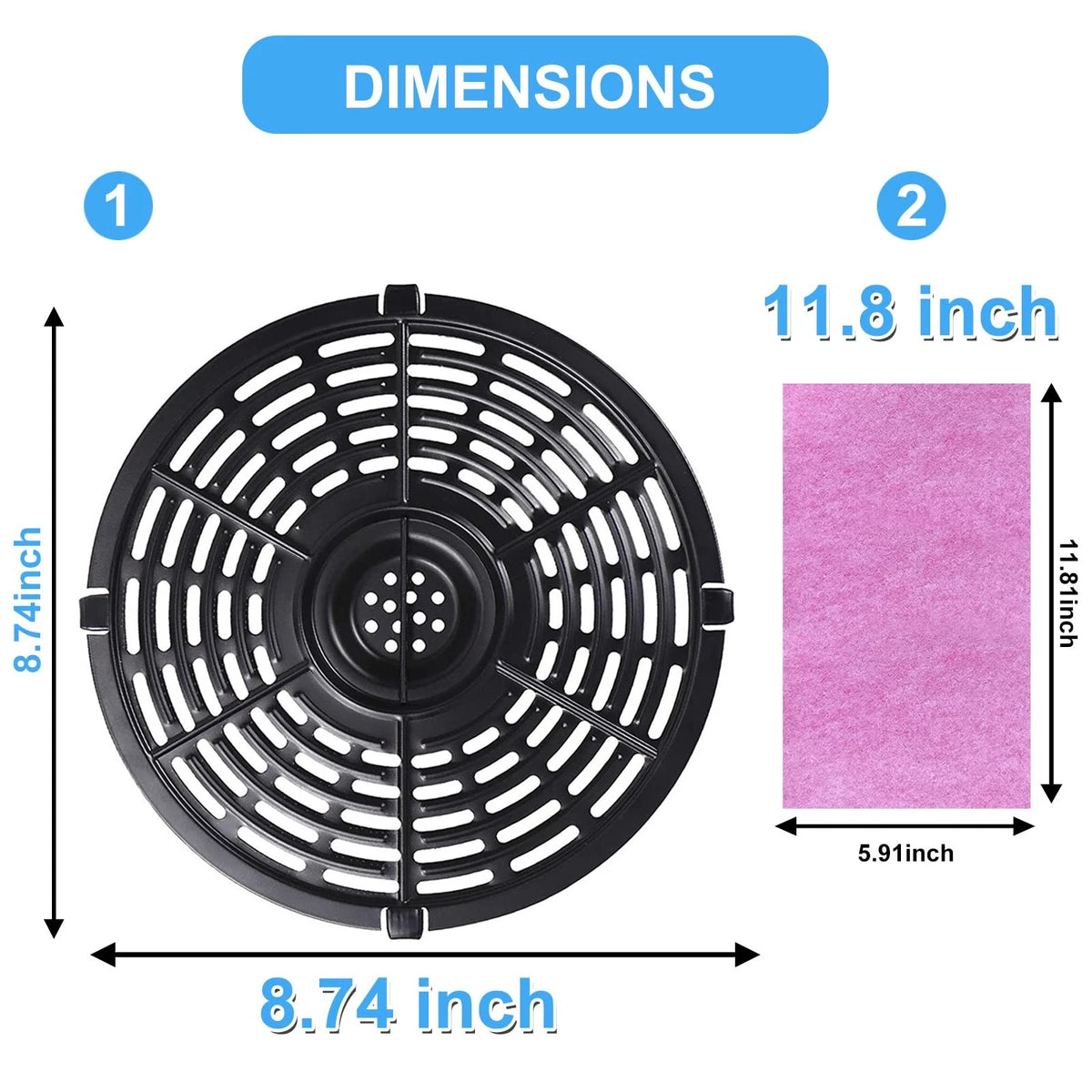 Air Fryer Replacement Parts Tray, Upgraded 5.0QT Round Grill 5QT, Black