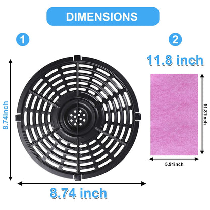 Air Fryer Replacement Parts Tray, Upgraded 5.0QT Round Grill 5QT, Black