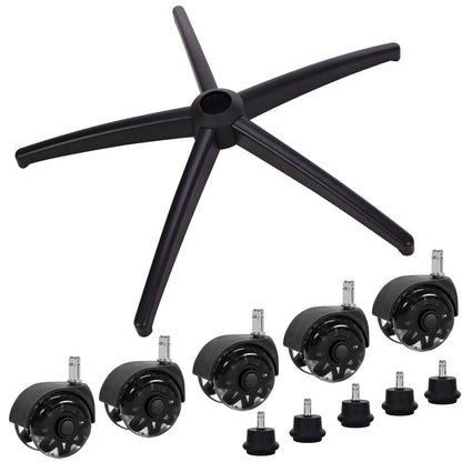 Frassie Office Gaming Chair Metal Base Replacement with 5 Wheels Bell Black